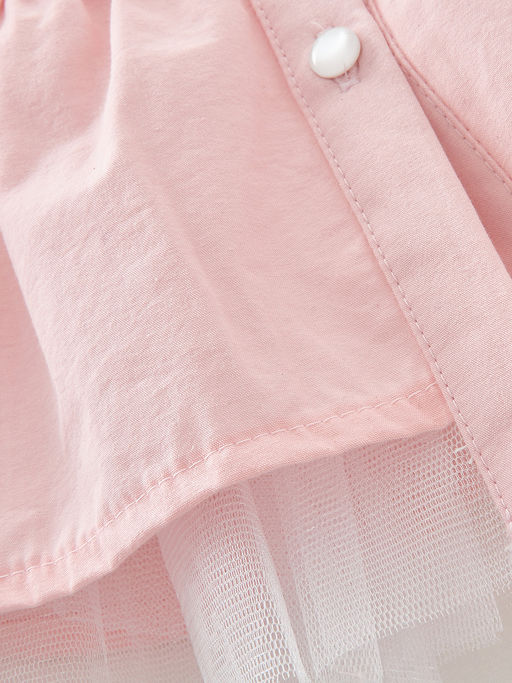 Хлопковое нарядное платье на пуговках UD 6569 розовый - Mini maxi фото 5