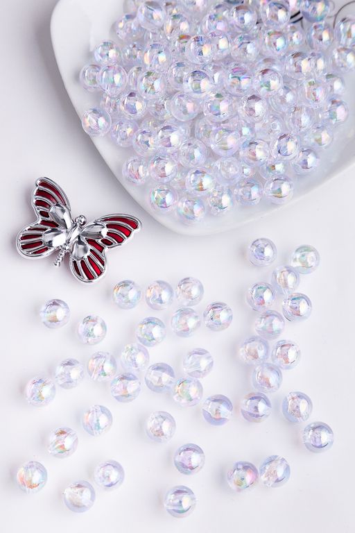 Бусинки радужные 10 мм*400 гр (SF-3347) белый - Больше подарков фото 2