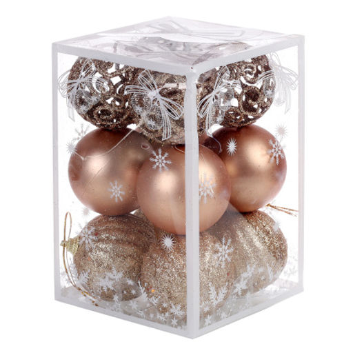 Елочные шары 12 штук 6 см бронза / B-2668 /уп 80/ - ГалеонТрейд фото 4