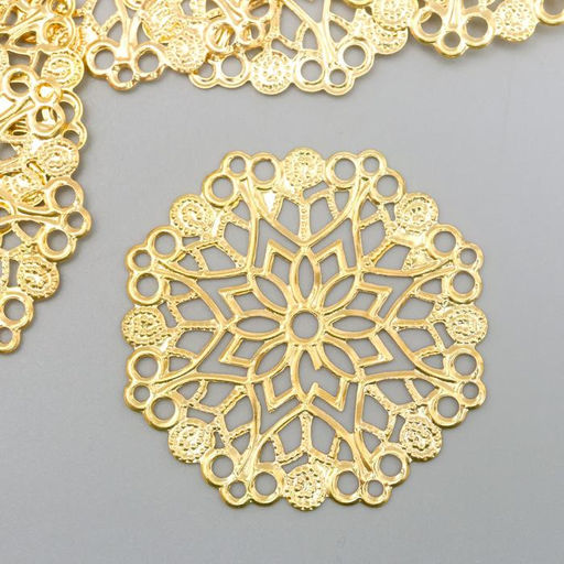 Цена за 10 шт. Декоративный элемент "Узор", цвет золото d-3,5