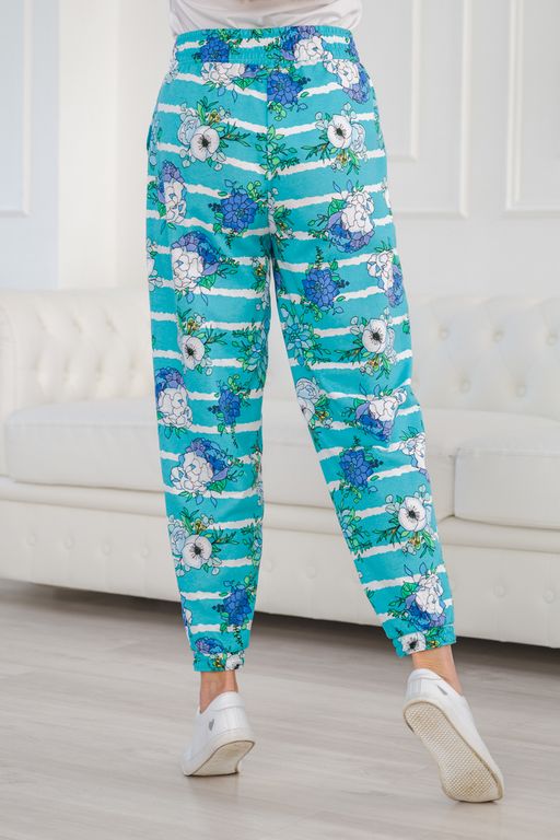 Брюки женские из футера Забава маки на ментоле - Амадэль фото 12