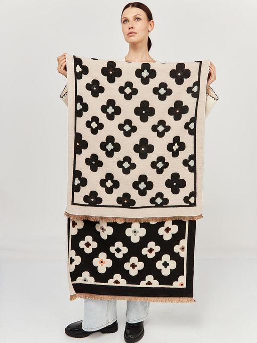 в составе ШЕРСТЬ и КАШЕМИР Большой, мягкий, теплый двусторонний палантин - Tantino фото 2