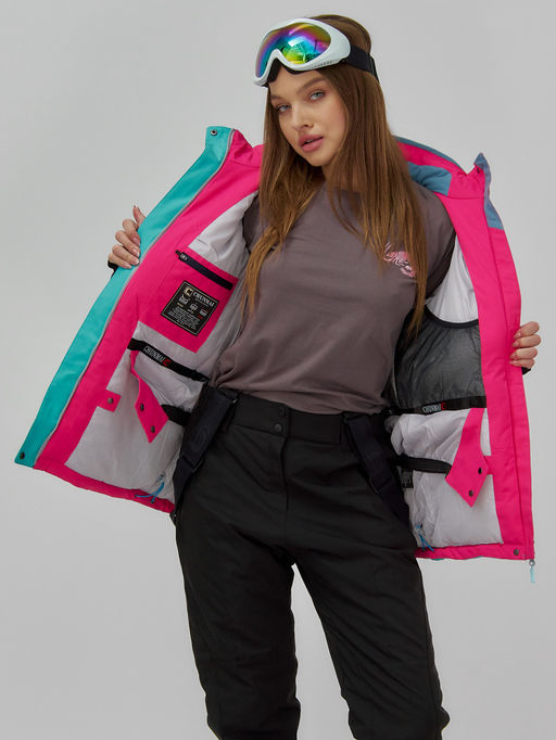 Горнолыжная куртка женская зимняя бирюзового цвета 7091Br - Chunmai фото 6