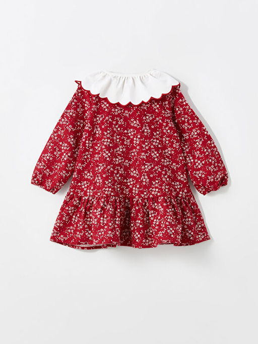 Bebe Yaka Uzun Kollu ?i?ekli K?z ?ocuk Elbise - Waikiki фото 3