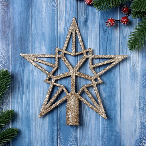 Цена за 2 шт. Звезда на ёлку (верхушка) Звезда - геометрия 2019.5 см, золото