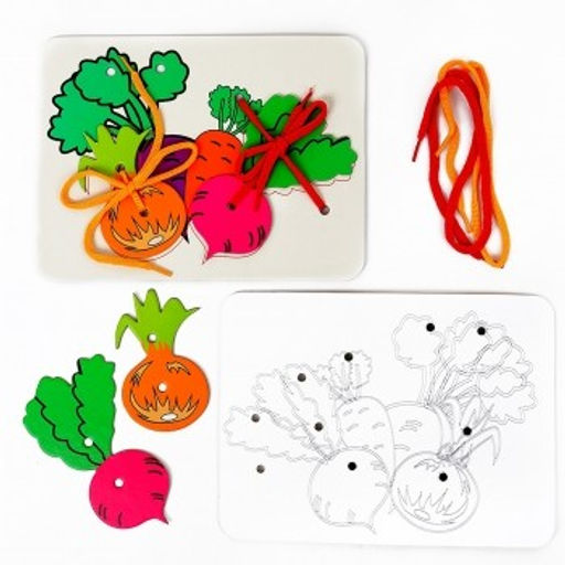 Набор Шнуровка - раскраска 2 в 1 "Мальчик + Самолет + Мяч"