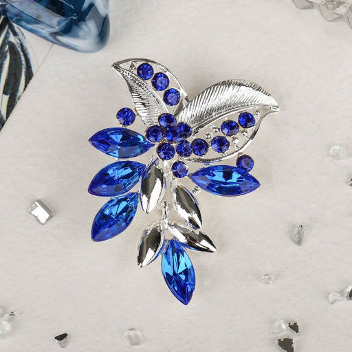 Брошь «Цветок» лобелия, синяя в серебре