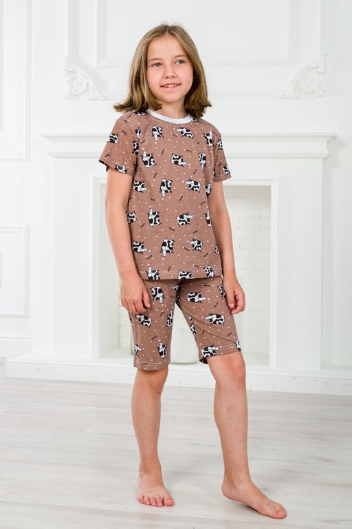 Пижама подростковая из футболки и бридж из кулирки Коровы - Амадэль фото 5