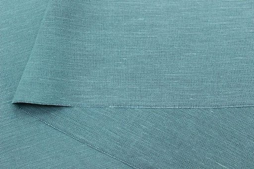 Лен с вискозой с эффектом мятости цв.Бирюзово-зеленый, ш.1.45м, лен-53%, вискоза-47%, 195гр/м.кв - Купава фото 2