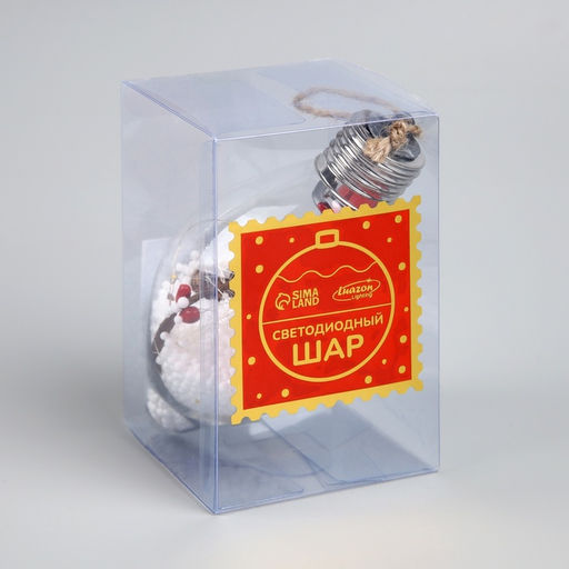 Ёлочный шар Снежные нити, 5 LED, от батареек, свечение тёплое белое - Luazon lighting фото 8