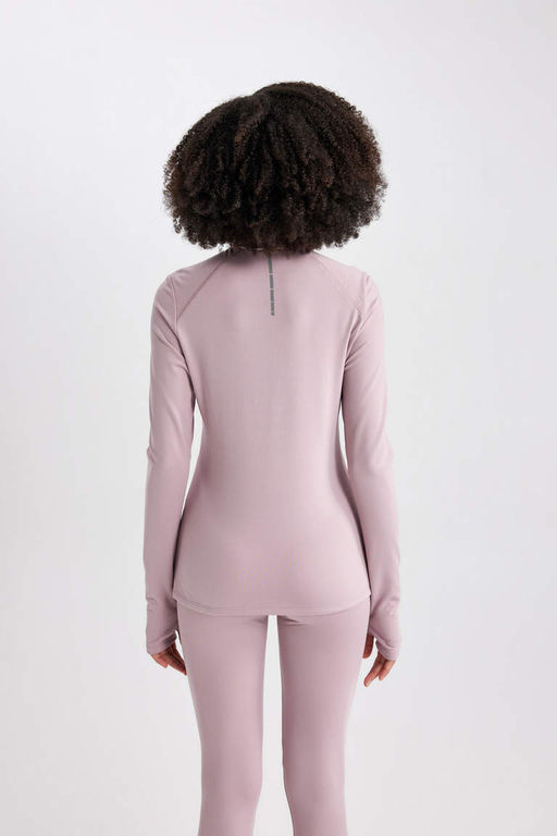 DeFactoFit Футболка с длинным рукавом и воротником стандартной посадки с принтом  фото 6