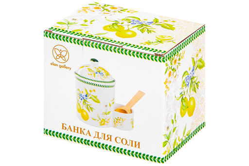 Банка д/соли 12,5*8,5*12,5 см 350 мл Лимоны с крышкой + деревянная ложка, NEW BONE CHINA - Elan gallery фото 10