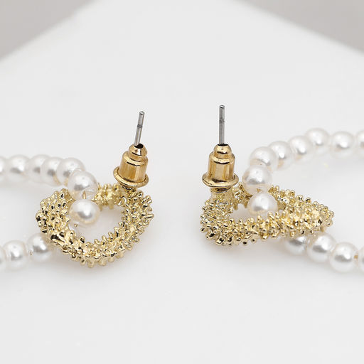 Серьги с жемчугом Бусина переплетение чувств, цвет золото - Qf фото 2