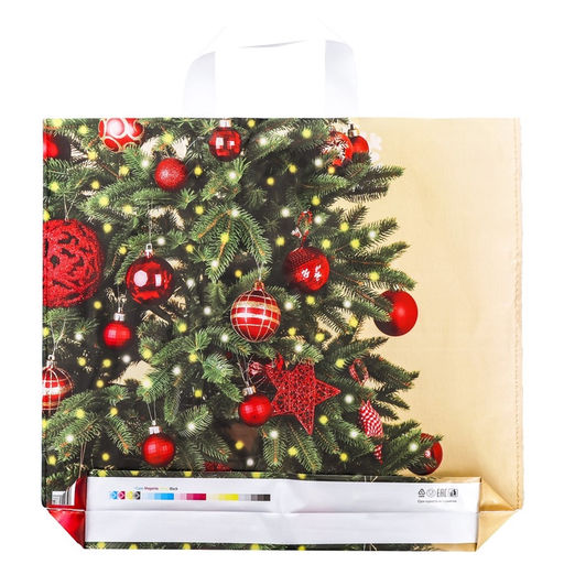 Цена за 50 шт. Пакет новогодний «Мерцание», полиэтиленовый с петлевой ручкой, 38×34 см, 70 мкм