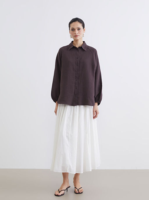 Dokulu Oversize M?slin Kad?n G?mlek Tunik