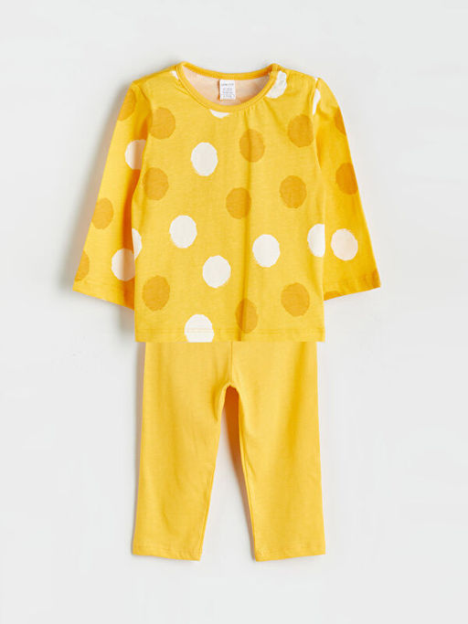 Bisiklet Yaka Bask?l? Erkek Bebek Pijama Tak?m?