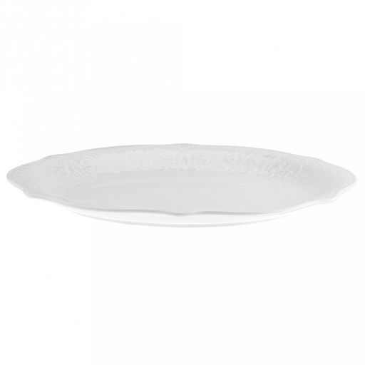 "Русь" Блюдо овальное фарфоровое 307х225х29мм, белый, рельефный декор, волнистый край (Китай)