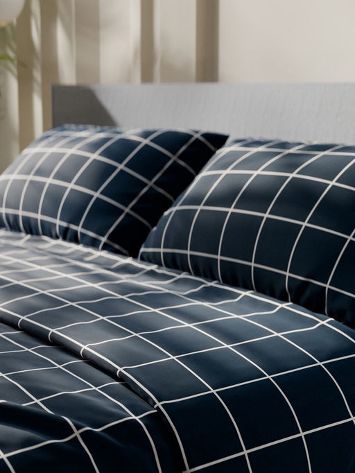 Постельное бельё Этель Дуэт Клетка, синее, 143?215-2 штуки, 220?240, 50?70-2 штуки, бязь, 125 г/м?  фото 3
