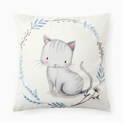 Чехол на подушку Этель Серый котик, 40*40 см, 100 п/э, велюр