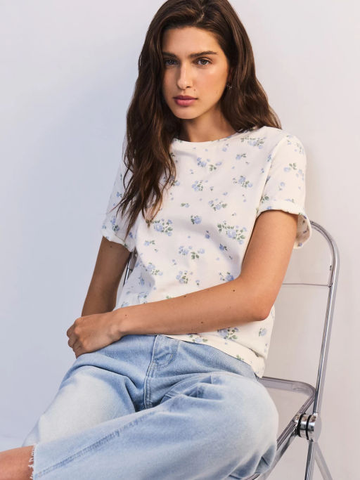 Футболка из хлопка с цветочным принтом ZR2605013417-237 / Zarina