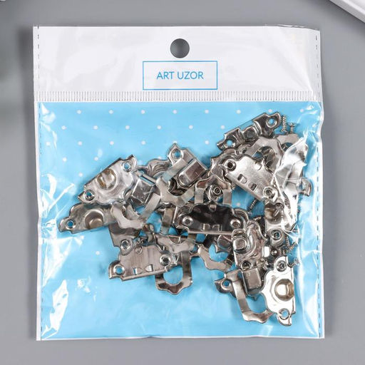 Замок металл для шкатулки серебро + гвозд. набор 10 шт 2,9х3 см - Арт узор фото 5