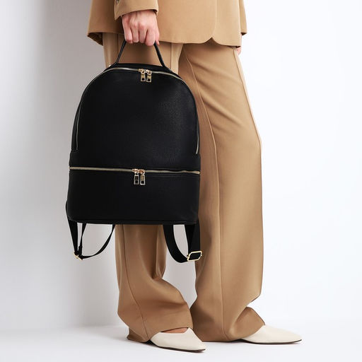 Рюкзак женский на молнии, с карманами, размер 27×10×34 см, чёрный