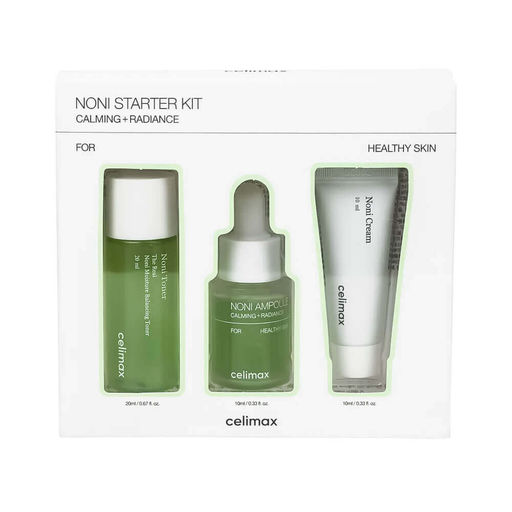 Набор миниатюр восстанавливающий с нони CELIMAX The Real Noni Starter Kit Calming + Radiance 3pcs, Toner 20ml+Cream 10ml+Ampoule 10ml