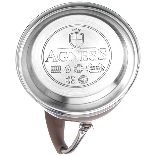 ЧАЙНИК AGNESS С ФИЛЬТРОМ, 1,0 Л C ИНДУКЦИОН. КАПСУЛЬНЫМ ДНОМ И СКЛАДЫВАЮЩЕЙСЯ РУЧКОЙ ЦВЕТ: ШОКОЛАД  фото 4