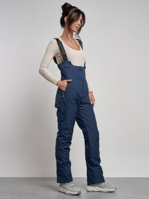 Полукомбинезон с высокой посадкой женский зимний темно-синего цвета 7605TS - Colannia фото 19