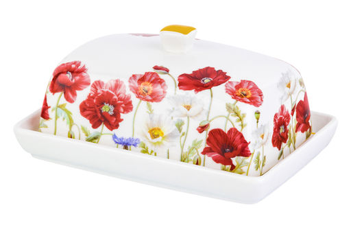 Масленка 13,5*9*6,5 см "Маки" NEW BONE CHINA