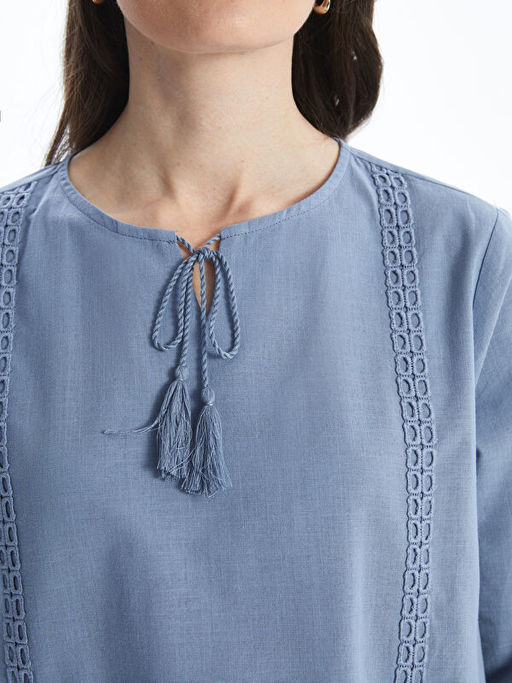 Ba?lamal? Yaka Nak??l? Kad?n Bluz