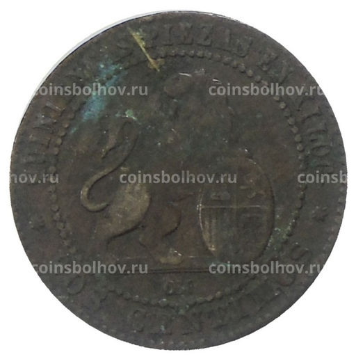 Монета 2 сентимо 1870 года Испания