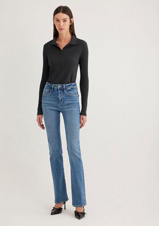 Maria Gold Premium Indigo Mavisi Jean Pantolon