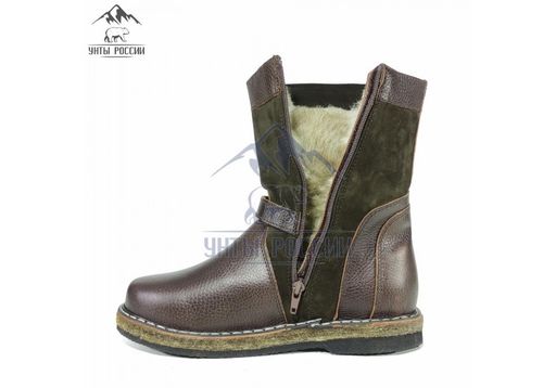 Монголки детские коричневые, войлочная подошва