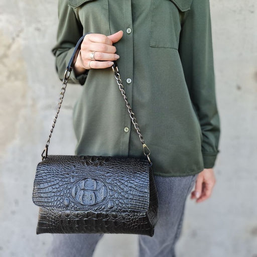 Женская кожаная сумка через плечо под крокодила 0107-1