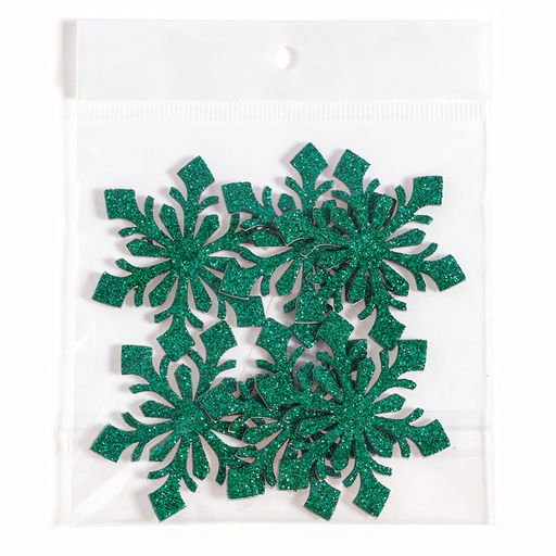 Новогодний декор «Снежинки», на клеевой основе, набор 6 шт., зелёный