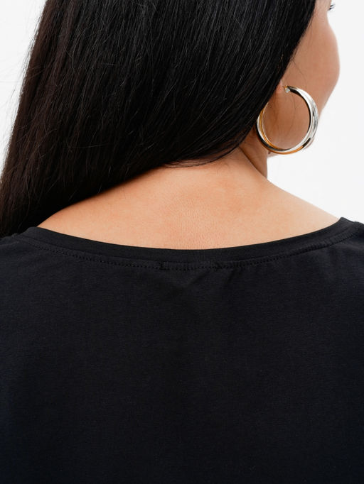 Футболкас КРУЖЕВОМ хлопок 95%, лайкра 5%,черная - Binita фото 6