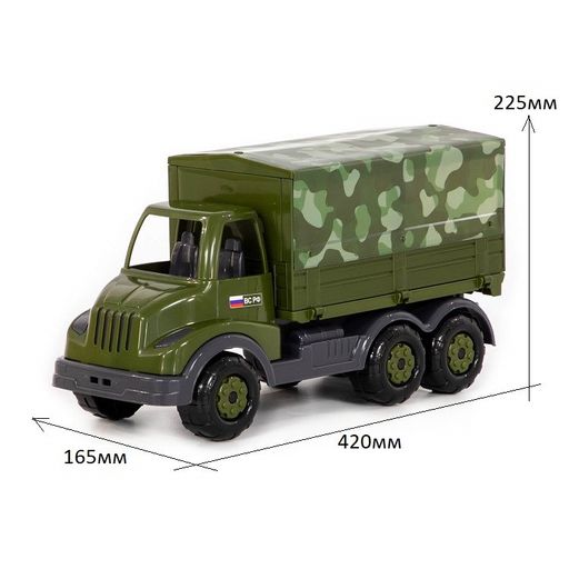 Автомобиль бортовой тентовый "Муромец" военный (48776) в сеточке 42*16,5*22,5см, Полесье