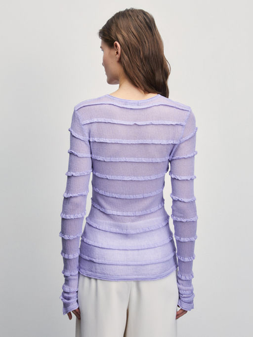 Трикотажный лонгслив с воланами из вискозы / Zarina  фото 6