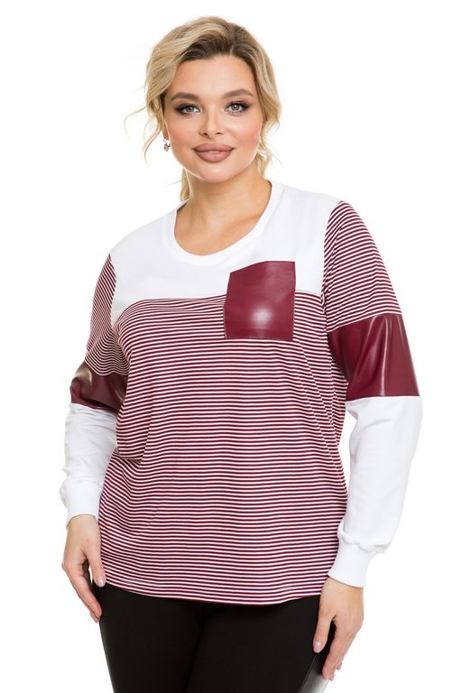 Свитшот 1119 бордовая полоска - Novita фото 2