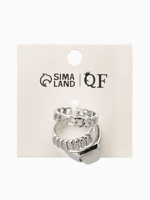 Набор колец 3 шт "Новый стиль" цепь, размер МИКС, цвет белый в серебре