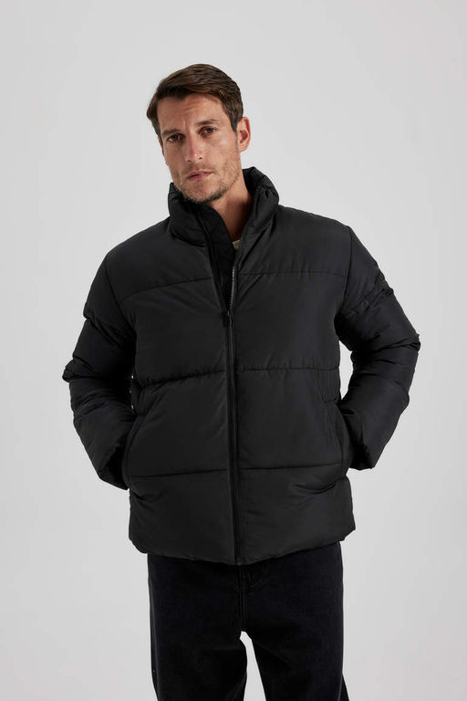 Водоотталкивающая куртка оверсайз с воротником-стойкой, дутая куртка-пуховик - Defacto фото 3