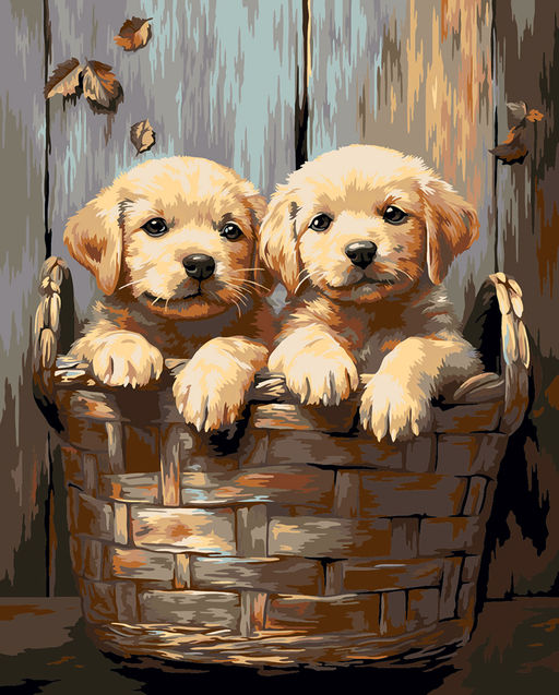 ФРЕЯ PNB/PL-357 Набор для раскрашивания по номерам 50 х 40 см Пушистые друзья в корзинке