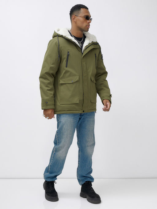 Парка мужская зимняя удлиненная с мехом цвета хаки 8761Kh - Mtforce фото 4
