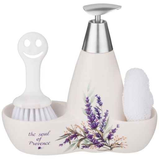 ДОЗАТОР ДЛЯ МОЮЩЕГО СРЕДСТВА ДУША ПРОВАНСА 500 МЛ + ГУБКА И ЩЕТКА 20*9*18 СМ - Lefard фото 3