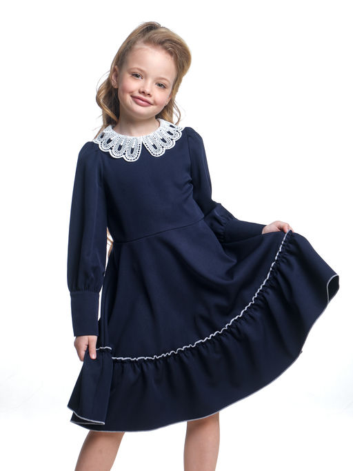 Платье для девочки в школу нарядные вещи UD 7483 т.синий - Mini maxi фото 3