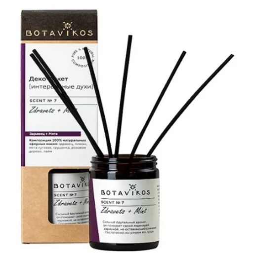 Аромадиффузор № 7 "Здравец + Мята", деко-букет (интерьерные духи), 100 мл, "Botavikos"