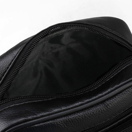 Сумка кросс-боди мужская на молнии, 4 наружных кармана, с ручкой, длинный ремень, 15×8.5×19 см, чёрная