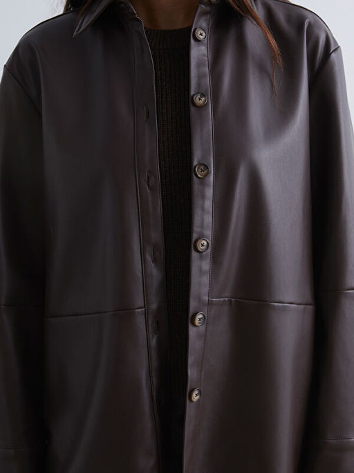 Kad?n Deri G?r?n?ml? G?mlek Ceket