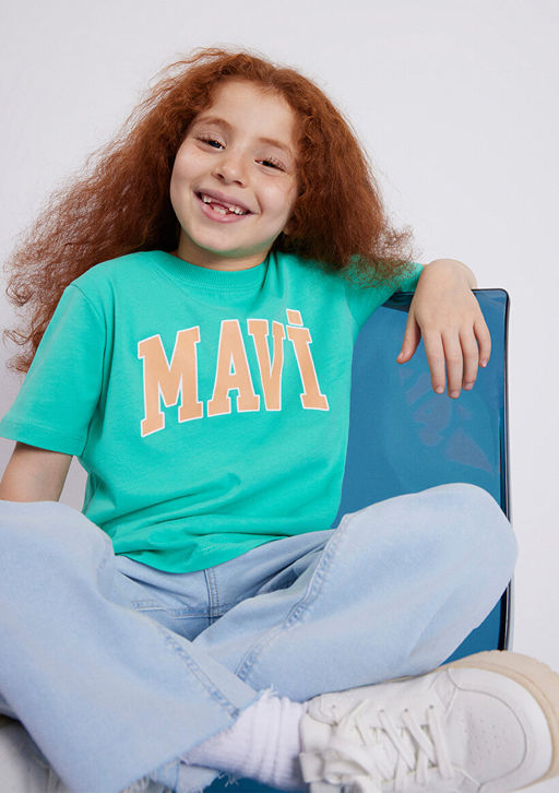 Mavi Logo Bask?l? Ye?il Ti??rt